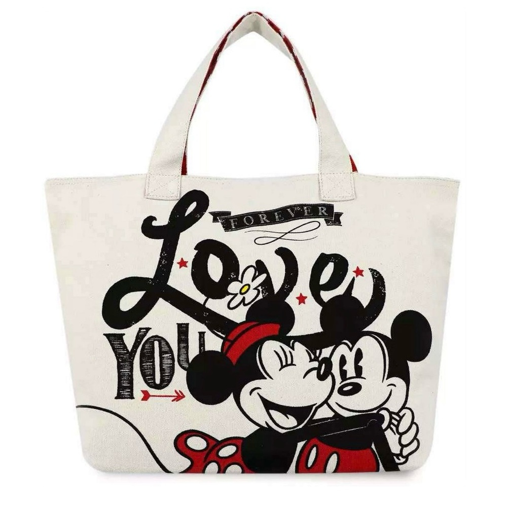 Disney Mickey and Minnie Mouse ''Love'' Canvas Tote Bag